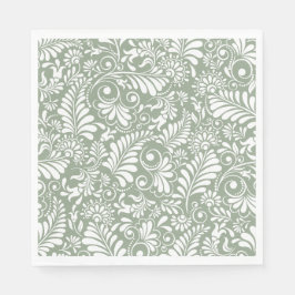 Guardanapo De Papel Ornamentado Elegante Salve Casamento Floral Verde