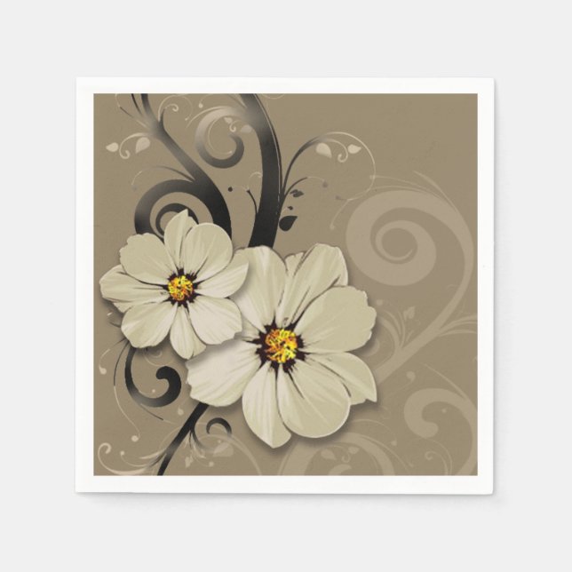 Guardanapo De Papel Ornamentado Floral Flourish | taupe (Frente)