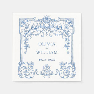 Guardanapo De Papel Ornamentado Grace Victorian Floral Blue Flowers Ca