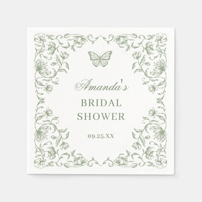 Guardanapo De Papel Ornamentado Vitoriano Grace Sage Chá de panela Ver (Frente)