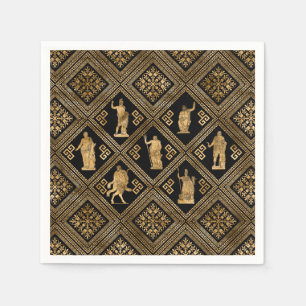 Guardanapo De Papel Ornamento de Deidades Gregas e Chave Meander