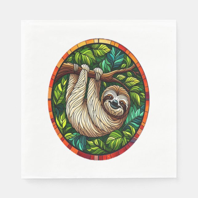 Guardanapo De Papel Ornamento De Vidro Escondido, Cute Sloth (Frente)