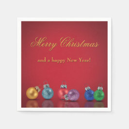 Guardanapo De Papel Ornamentos Coloridos de Glitter de Natal