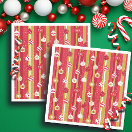 Guardanapo De Papel Ornamentos de Árvore de Natal Amarelo Vermelho