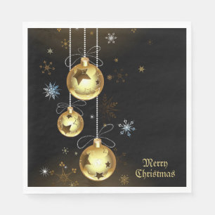 Guardanapo De Papel Ornamentos de Ouro de Natal Brilhantes Estrelas Ne