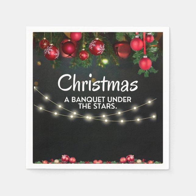 Guardanapo De Papel Ornamentos Dourados VERMELHOS Feliz Natal (Frente)