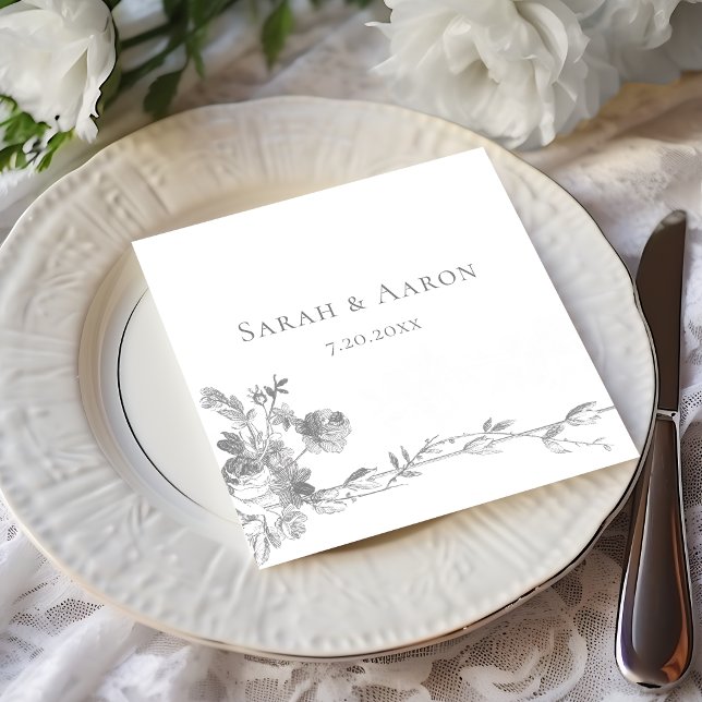 Guardanapo De Papel Ornate Classic French Rose Border Wedding (Criador carregado)