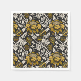 Guardanapo De Papel Ornate floral pattern with large gold flowers 