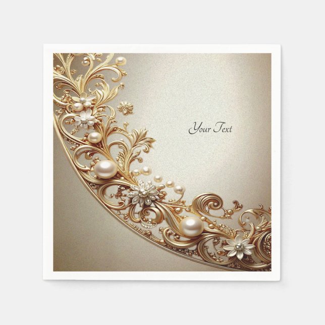 Guardanapo De Papel Ornate Gold Flourish (Frente)