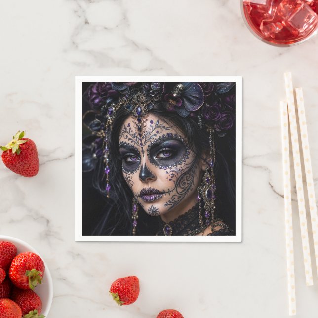 Guardanapo De Papel Orquídea Âmbar Calavera – Caveira de Açúcar Gótica (Insitu)