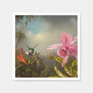 Guardanapo De Papel Orquídea com dois beija-flores