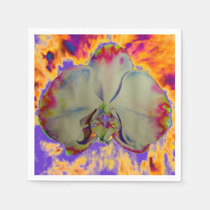 Guardanapo De Papel Orquídea de fogo, abstrato vibrante, flor de aqua