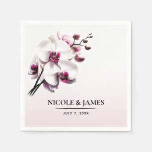 Guardanapo De Papel Orquídea Flor Rosa e Branco Casamento