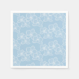 Guardanapo De Papel Orquídea Linear | Floral Botânico Chic Azul Céu