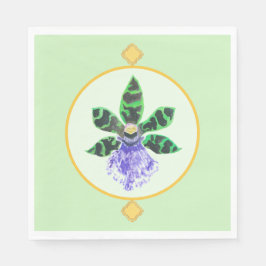 Guardanapo De Papel Orquídea Petal Verde e Preta