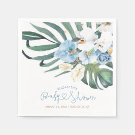Guardanapo De Papel Orquídeas Azuis e Palmeiras Saem Elegantes Tropica