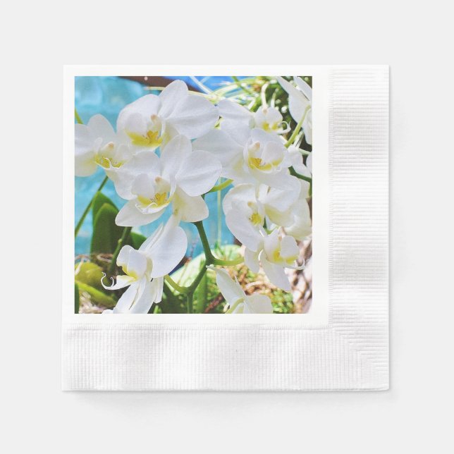 Guardanapo De Papel Orquídeas brancas (Frente)