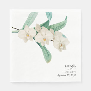 Guardanapo De Papel Orquídeas Brancas Florais Casamento Aquarela
