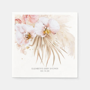 Guardanapo De Papel Orquídeas e Pampas Grama Elegante Boho