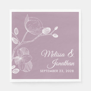 Guardanapo De Papel Orquídeas Elegante casamento roxo floral moderno