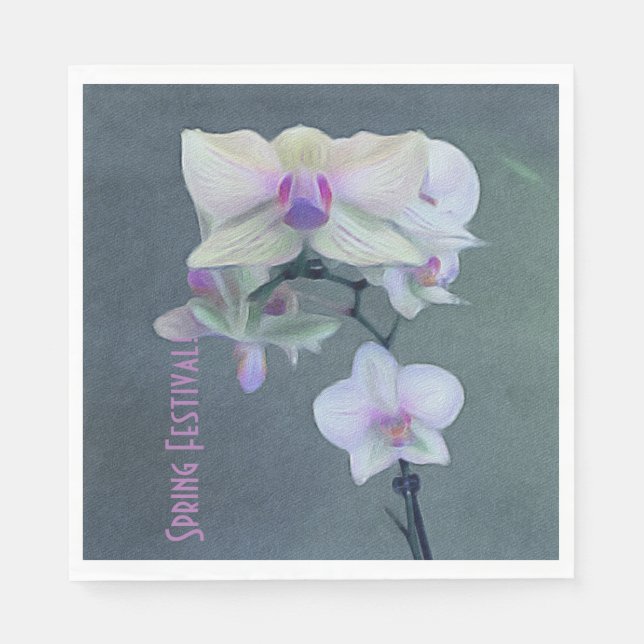 Guardanapo De Papel Orquídeas Em Toneladas De Roxo (Frente)