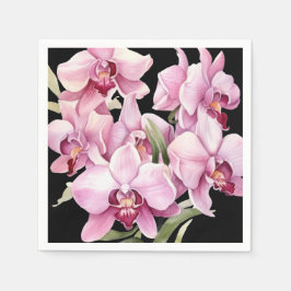 Guardanapo De Papel Orquídeas Rosa e Casamento Preto