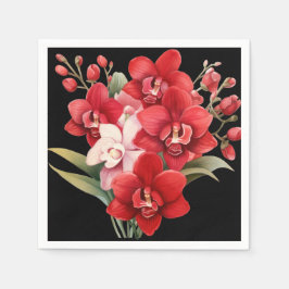 Guardanapo De Papel Orquídeas Vermelhas Casamento Vermelho e Branco