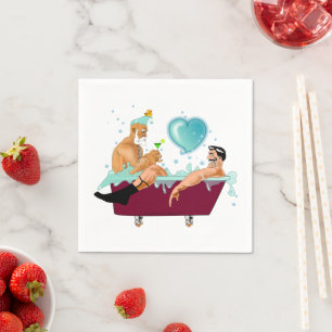 Guardanapo De Papel Os dois gay do SlipperyJoe adoram a banheira de de