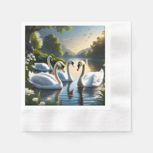 Guardanapo De Papel Os graciosos cisnes brancos são uma visão familiar