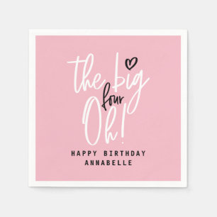 Guardanapo De Papel Os quatro grandes! cor-de-rosa aniversário de 40 a