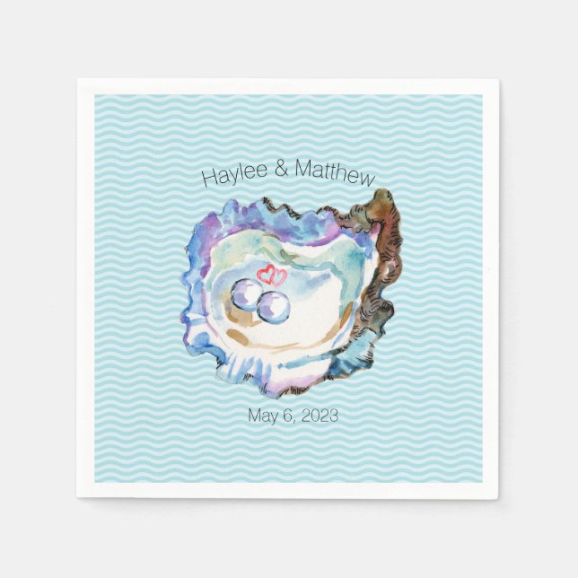 Guardanapo De Papel Ostra Azul 2 Pearls Papel de Nápoles (Frente)