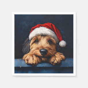 Guardanapo De Papel Otterhound Em Um Chapéu De Papai Noel