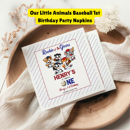 Guardanapo De Papel Our Little Animals Baseball 1st Birthday Party
