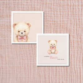 Guardanapo De Papel Our Little Bear on the Way Pink Bow Baby Shower