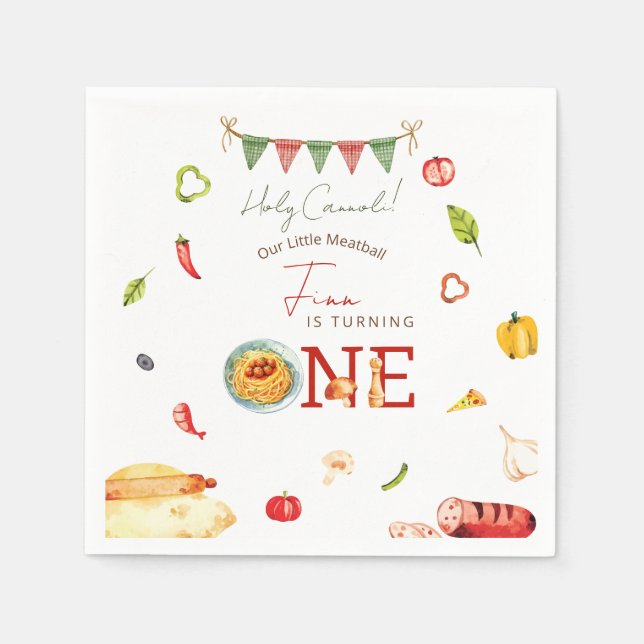 Guardanapo De Papel Our Little Meatball 1st Birthday (Frente)