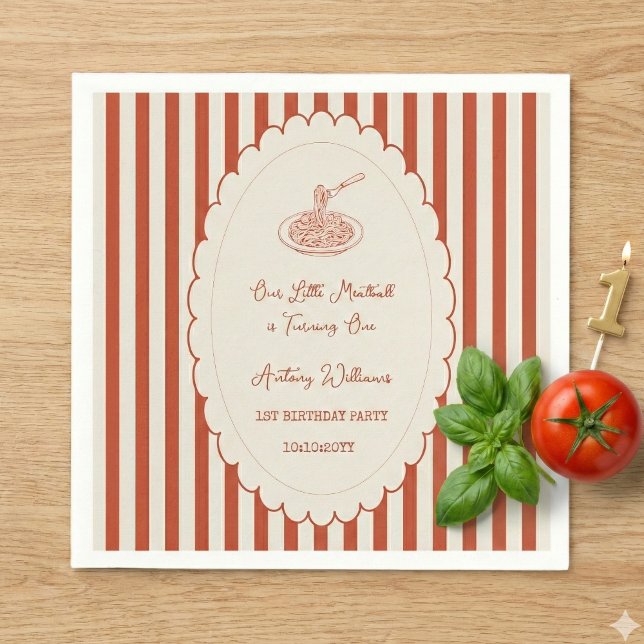 Guardanapo De Papel Our little meatball is turning one 1st Birthday  (Criador carregado)