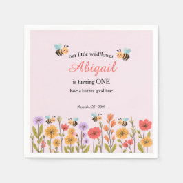Guardanapo De Papel Our Little Wildflower Floral Bee 1st Birthday