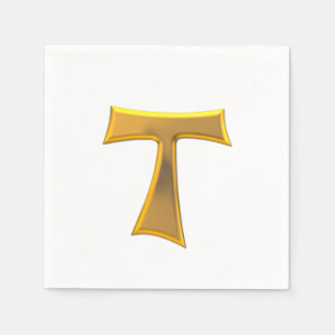 Guardanapo De Papel Ouro 3-D Olhar Franciscan Tau Cross
