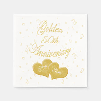 Guardanapo De Papel Ouro 50º Aniversário Personalizado