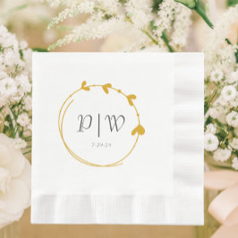 Guardanapo De Papel Ouro Amarelo Simples Ferida Monograma Casamento
