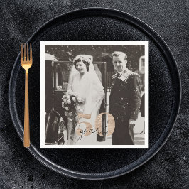 Guardanapo De Papel Ouro Casamento Aniversário Então e Agora 50 anos