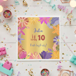 Guardanapo De Papel Ouro contorno flores Aniversário