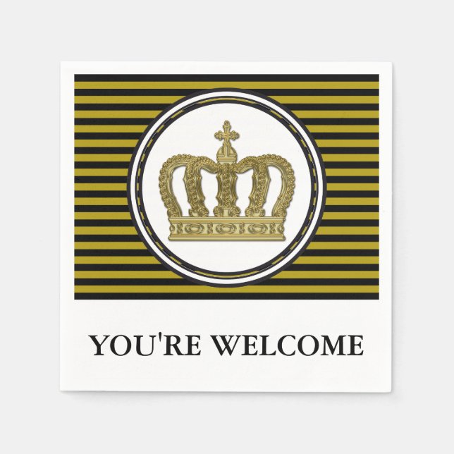 Guardanapo De Papel Ouro Coroa Real II + seu traseiro. & ideias (Frente)