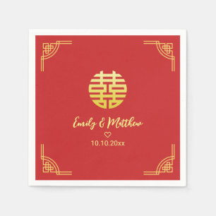 Guardanapo De Papel Ouro de casamento chinês duplo xi