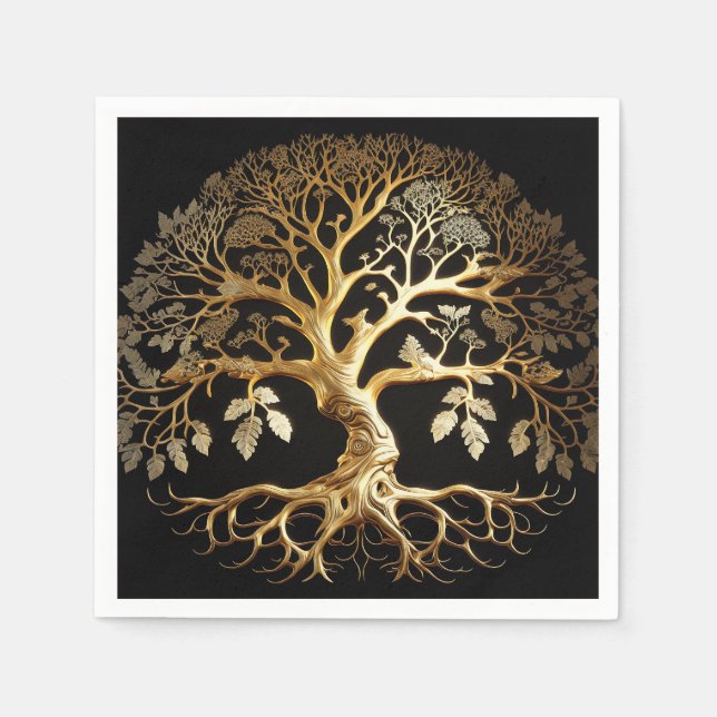 Guardanapo De Papel Ouro de Life Yggdrasil (Frente)