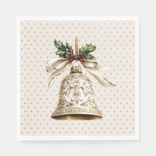 Guardanapo De Papel Ouro de Natal Shiny Stars Green Folhas