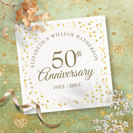Guardanapo De Papel ouro do 50º aniversário Ama Corações Confetti