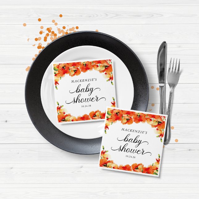 Guardanapo De Papel Ouro Elegante Chá de fraldas (Elegant Golden Poppy Baby Shower Napkins)