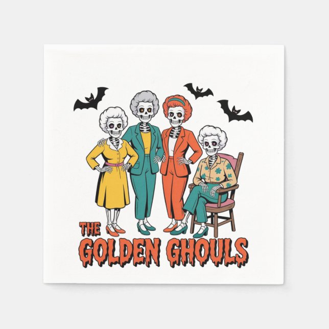 Guardanapo De Papel Ouro Ghouls Girls' Halloween (Frente)