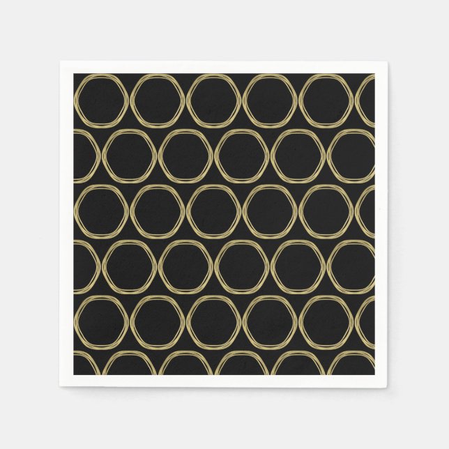 Guardanapo De Papel Ouro Glam & Anéis Pretos (Qualquer Cor) Glam Moder (Frente)